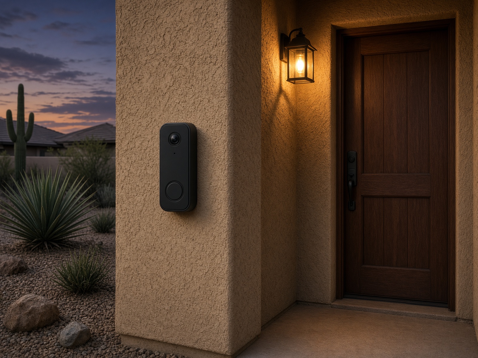 Video doorbell at dusk